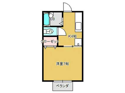 T・Rハイツ(1K/2階)の間取り写真