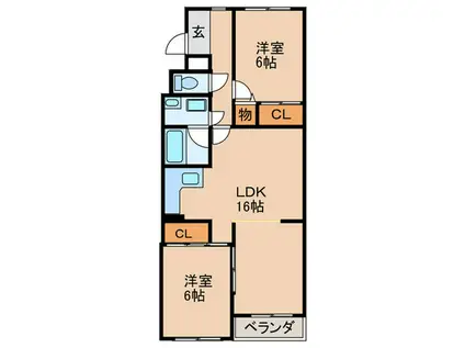 レジデンス高社(2LDK/1階)の間取り写真