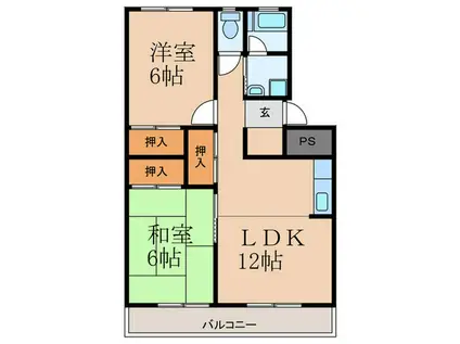 ロイヤルハイツゆくはし(2LDK/1階)の間取り写真