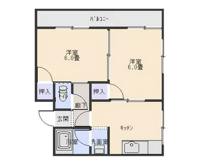 第5川本ビル(2DK/4階)の間取り写真