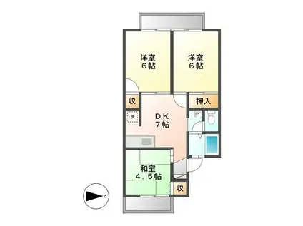 ヴァンベールヤチヨII(3DK/1階)の間取り写真