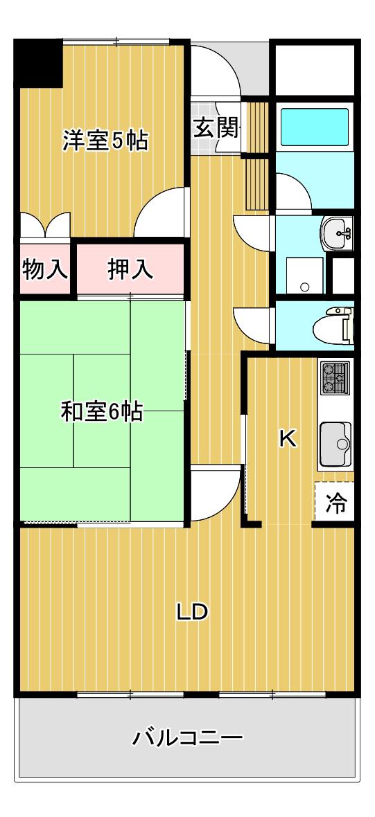 ダイアパレスパークコート新潟(2LDK/4階)の間取り写真