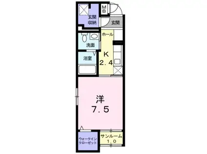 ライルエフ・青葉(1K/1階)の間取り写真