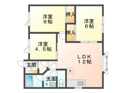 ハイツプリオスII(3LDK/1階)の間取り写真