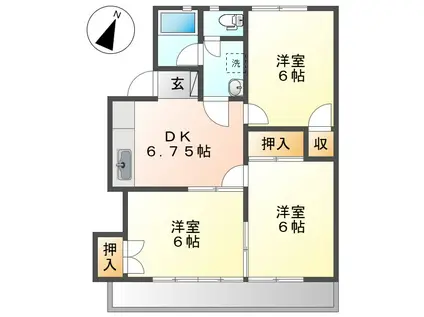 サンパレスフジタ(3DK/1階)の間取り写真