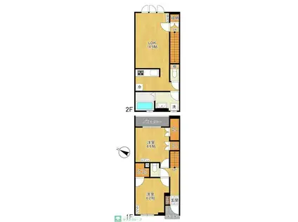 VILLETTA稲田堤(2LDK/2階)の間取り写真
