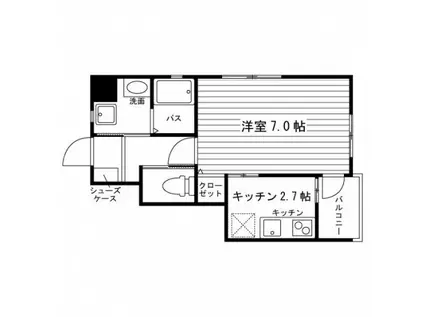 ミルディエス越路(1K/1階)の間取り写真