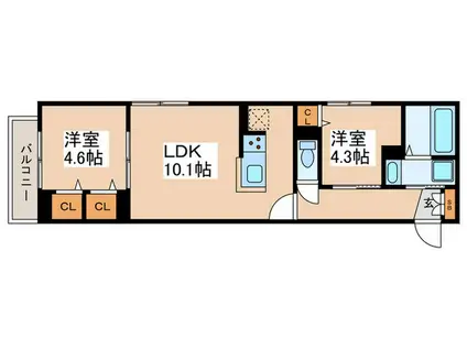 セレスティア白鳥(2LDK/2階)の間取り写真
