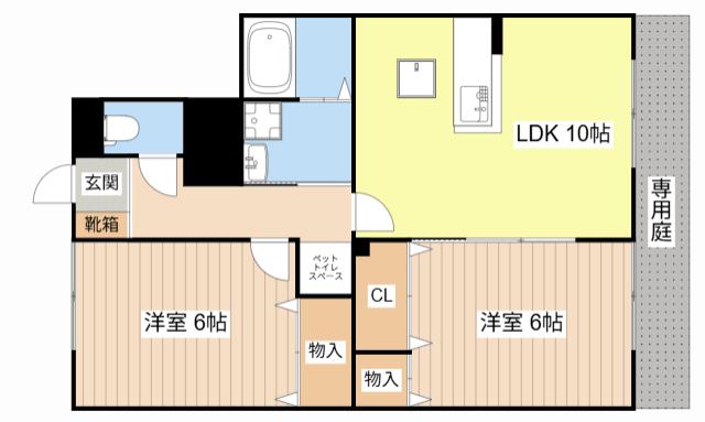 ボナールゲートI(2LDK/1階)の間取り写真