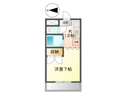 メープルヒルズ(1K/1階)の間取り写真