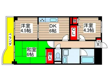 ライオンズマンション稲毛第2(3DK/3階)の間取り写真