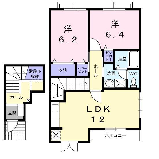 エトワール C(2LDK/2階)の間取り写真