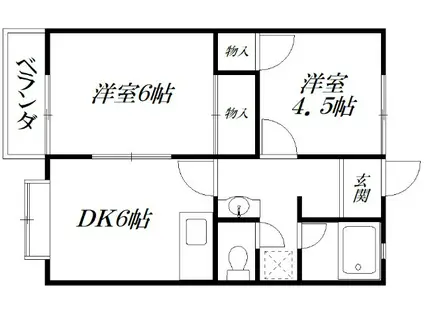 ベルハイツ(2DK/1階)の間取り写真