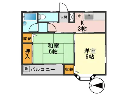 グリーンテラスイースト(2K/1階)の間取り写真