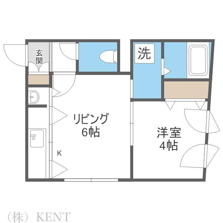 ブランノワール西町南(1DK/3階)の間取り写真