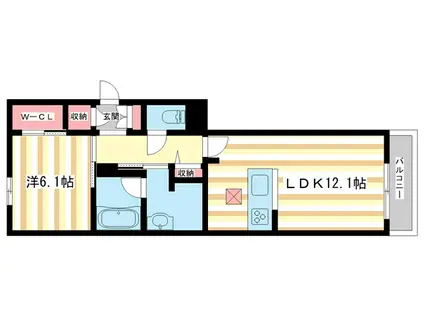 シャーメゾンやすらぎ(1LDK/1階)の間取り写真