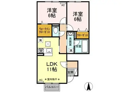 プロシード(2LDK/1階)の間取り写真