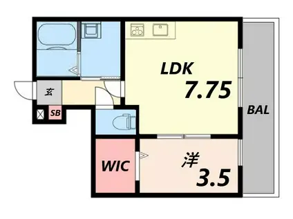 コンフォート大谷(1LDK/1階)の間取り写真