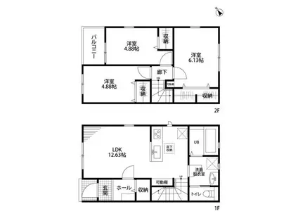 リーブルファイン東磯山II(3LDK/1階)の間取り写真