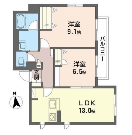 クレールコート下北沢(2LDK/2階)の間取り写真