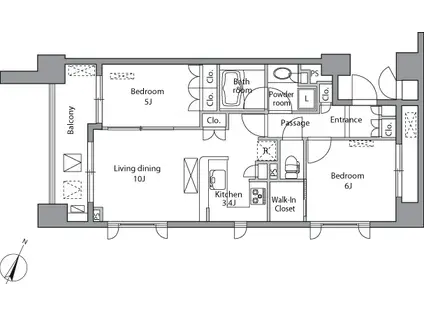 レジディア水道橋(2LDK/8階)の間取り写真