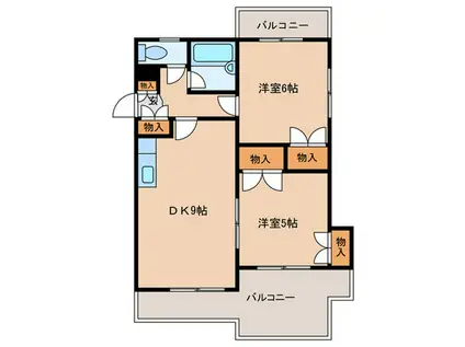 ハイツインディゴ(2DK/3階)の間取り写真