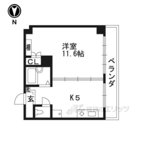 グランドソレーユ(1DK/9階)の間取り写真
