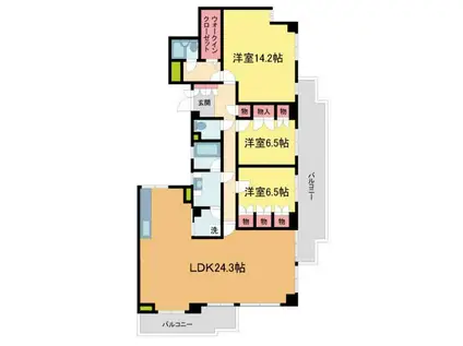 グランパラッシオ甲陽園(3LDK/2階)の間取り写真