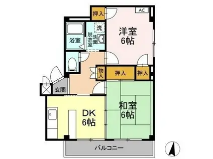 メゾンイナバ A(2DK/1階)の間取り写真