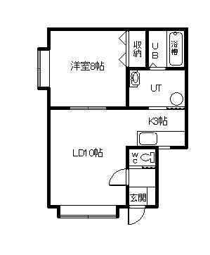 レッズハート(1LDK/2階)の間取り写真