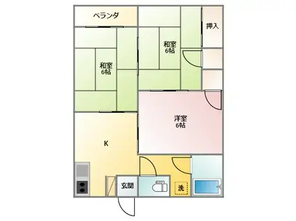 サンシャイン榛名(3K/1階)の間取り写真