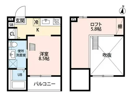 KAHALE小本(1K/2階)の間取り写真