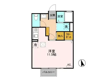 クレアール(ワンルーム/1階)の間取り写真