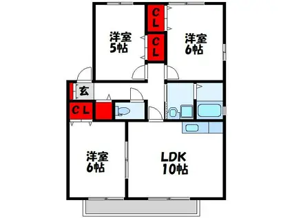 アルカディア野間A棟(3LDK/1階)の間取り写真
