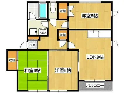 コーポひえだ1(3LDK/2階)の間取り写真