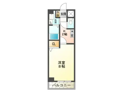 ウェル・セレッソイースト(1K/3階)の間取り写真