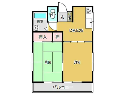 木崎ハイツ(2K/2階)の間取り写真