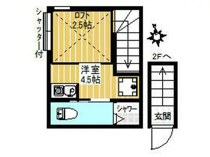 サークルハウス四ツ木弐番館(ワンルーム/2階)の間取り写真