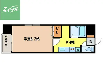 サンロイヤルI(1K/2階)の間取り写真