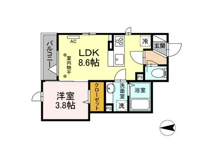 D-STYLE境(1LDK/2階)の間取り写真