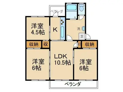 香里三井団地A98棟(3LDK/1階)の間取り写真