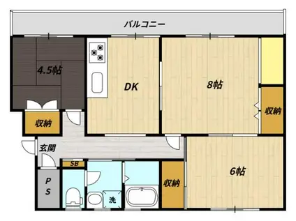 レインボーハウス有秋台西 C36棟(3DK/3階)の間取り写真
