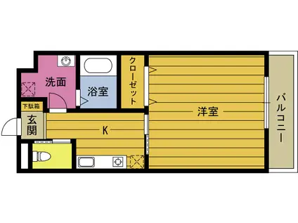 ウィングロード大道(1K/2階)の間取り写真