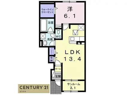 バウンドタウンハウス(1LDK/1階)の間取り写真