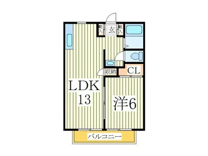 第3山新ハイツ(1LDK/2階)の間取り写真