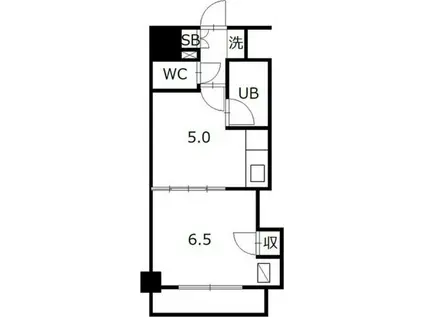 メープルリバービュー(1DK/8階)の間取り写真