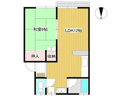 スプリングハイツ(1LDK/2階)の間取り写真