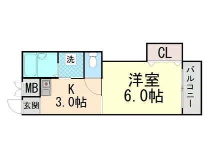 サンマジェスタ(1K/3階)の間取り写真