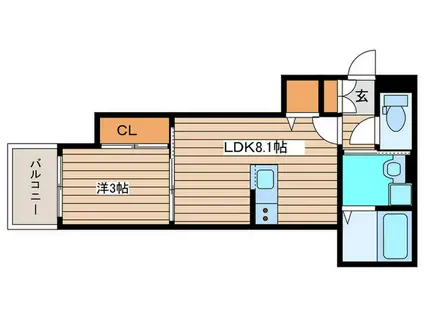 フォルテ河原町(1LDK/1階)の間取り写真