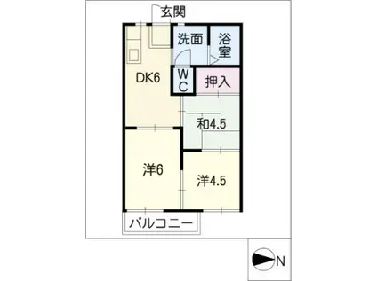 グリーンコーポII(3DK/2階)の間取り写真